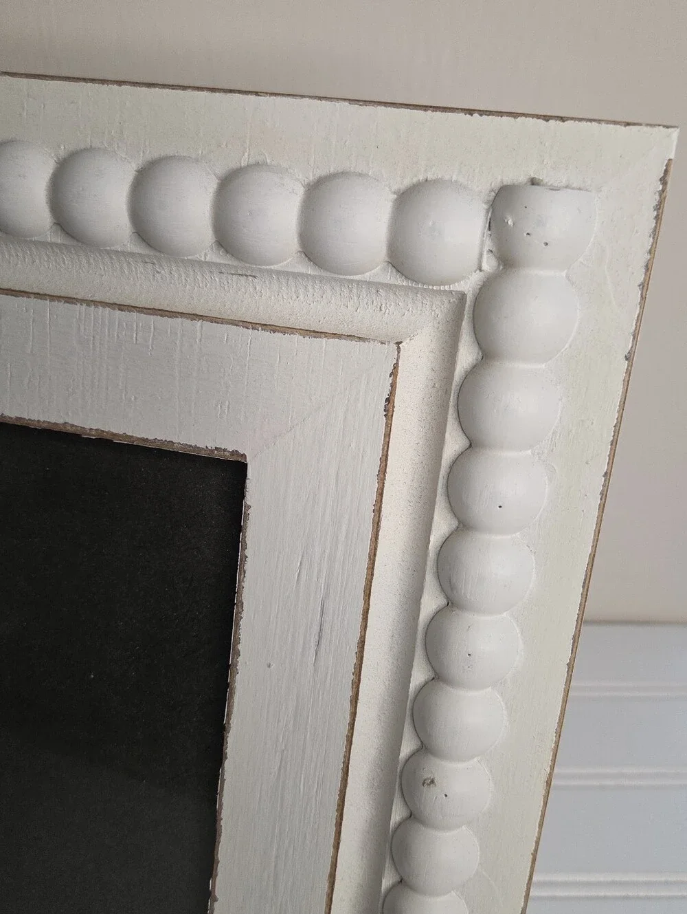 Kirklands White Beaded 5x7 Picture Frame Primitive Farmhouse